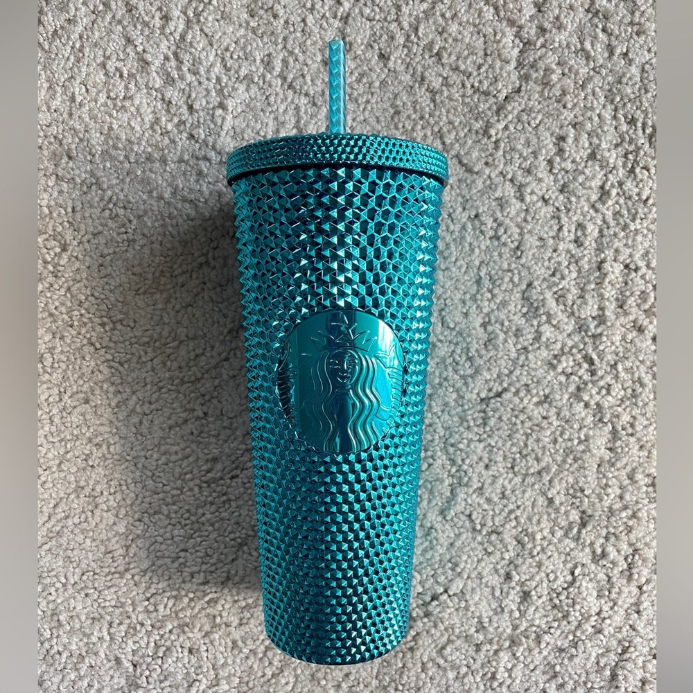 Starbucks, Metallic Turquoise Blue Tumbler, Venti, NEW, Studded, Chrome, Bling - Picture 4 of 9